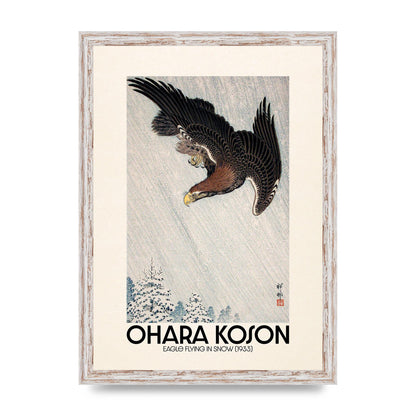 Ohara Koson Eagle Flying In Snow 1933 Art For The Home - A3 framed