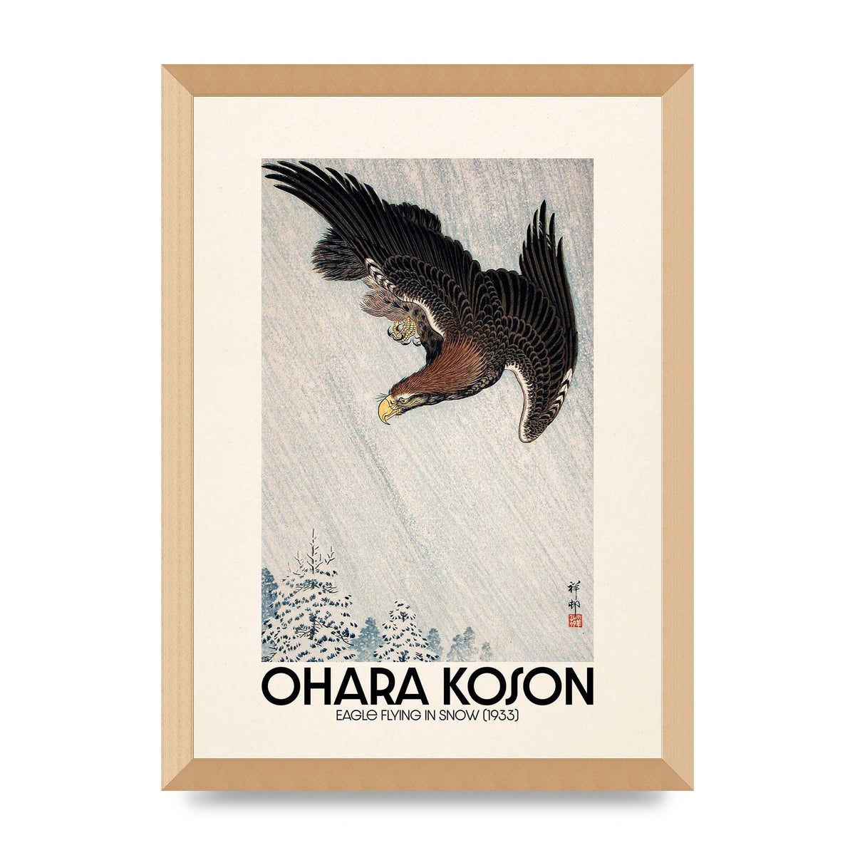 Ohara Koson Eagle Flying In Snow 1933 Art For The Home - A3 framed