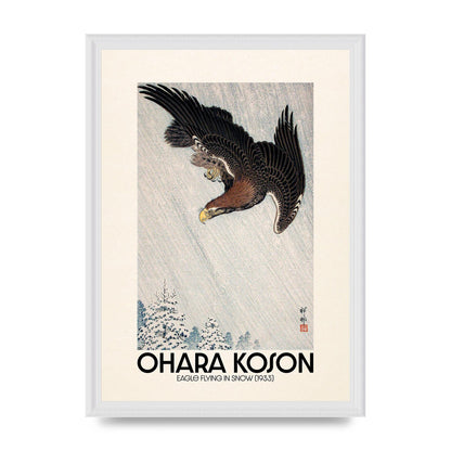 Ohara Koson Eagle Flying In Snow 1933 Art For The Home - A3 framed