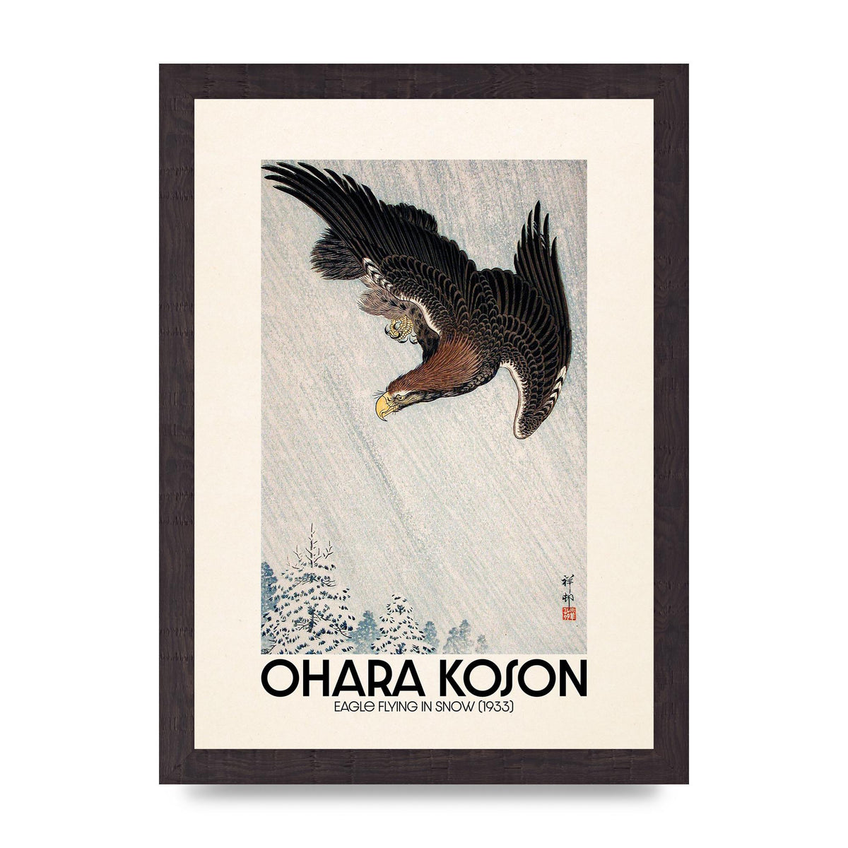 Ohara Koson Eagle Flying In Snow 1933 Art For The Home - A4 framed