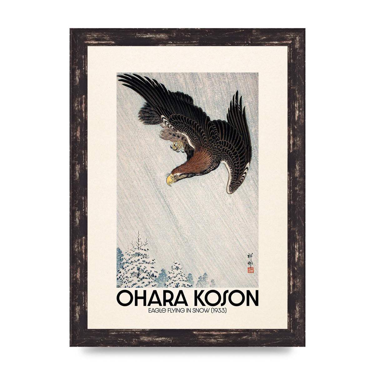 Ohara Koson Eagle Flying In Snow 1933 Art For The Home - A4 framed