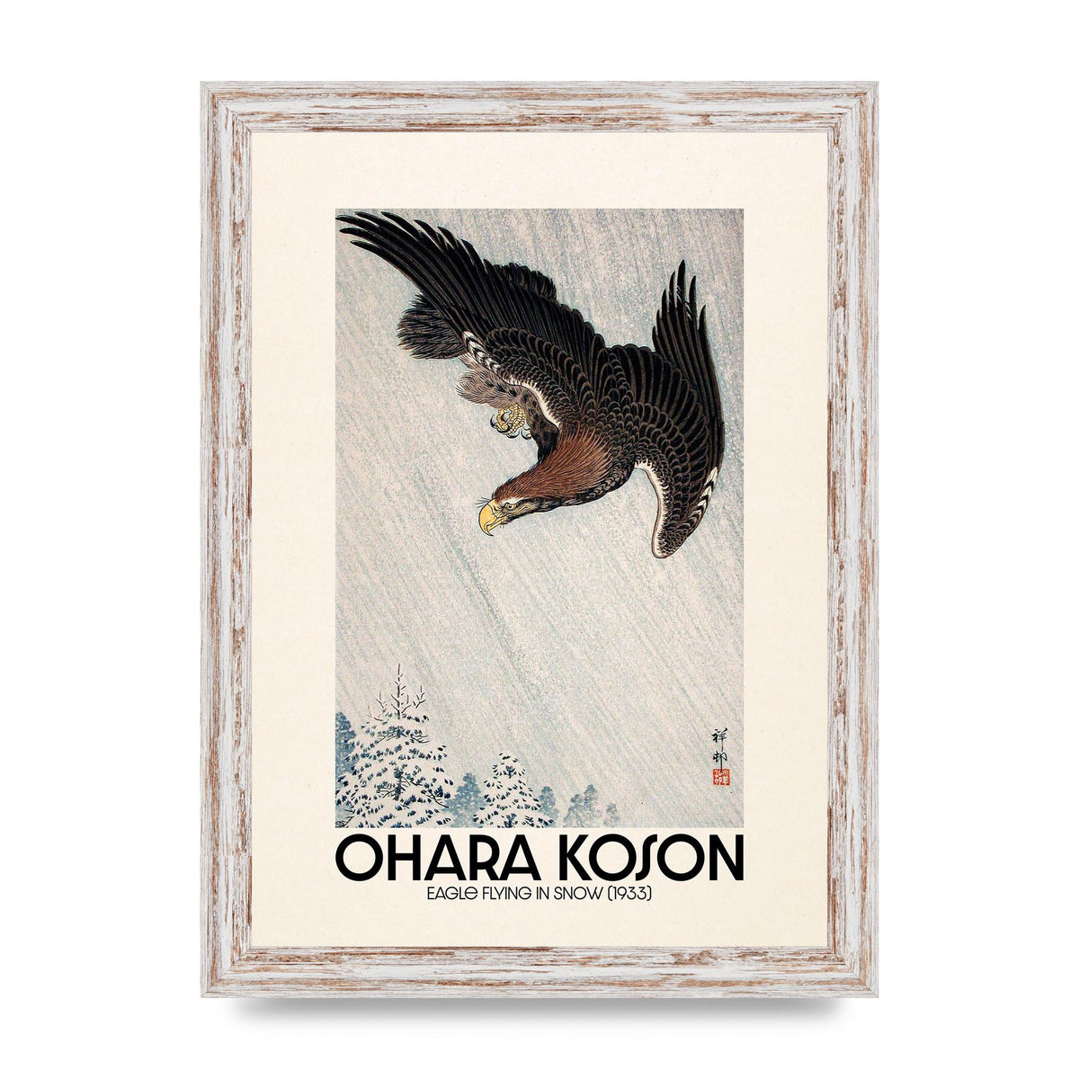 Ohara Koson Eagle Flying In Snow 1933 Art For The Home - A4 framed