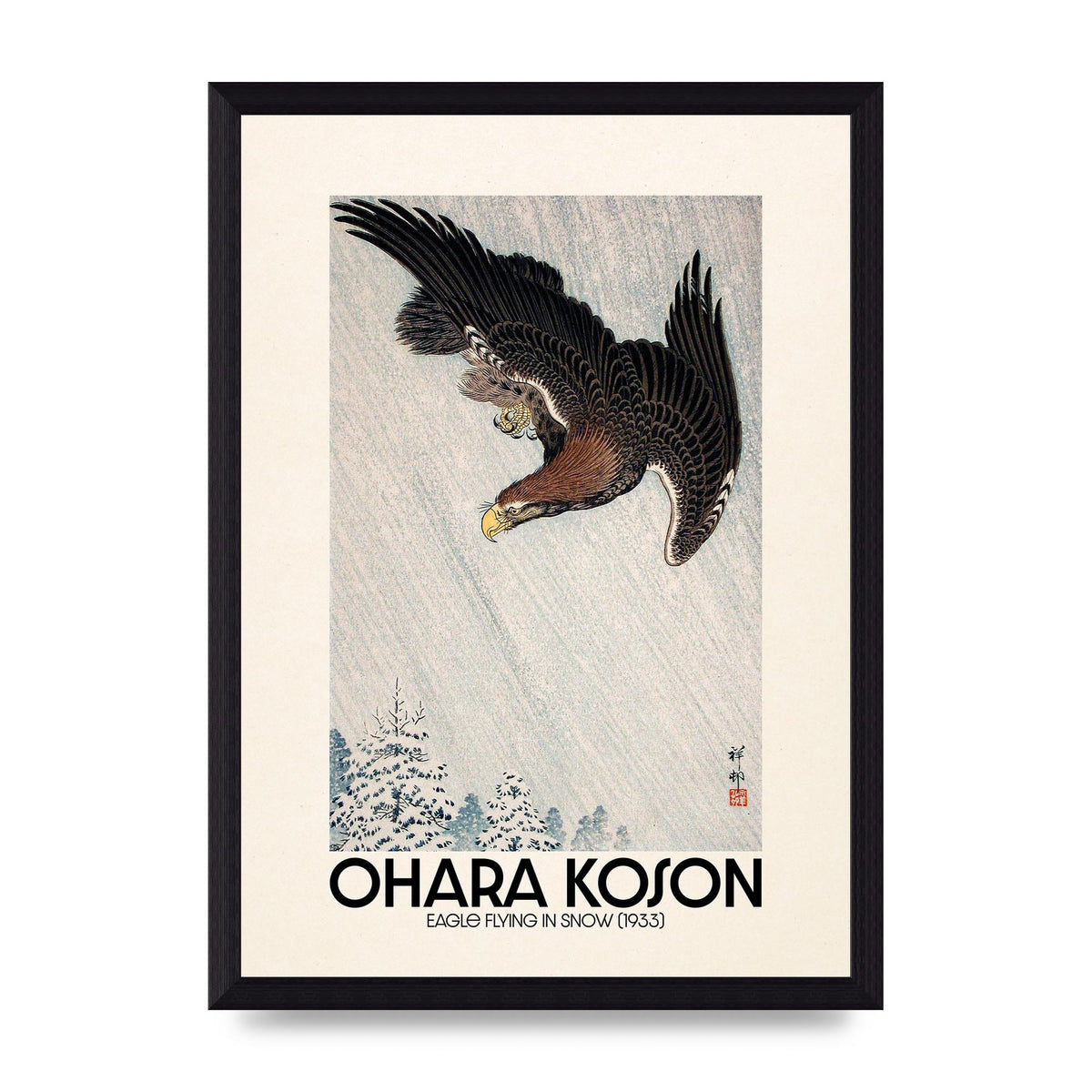Ohara Koson Eagle Flying In Snow 1933 Art For The Home - A4 framed