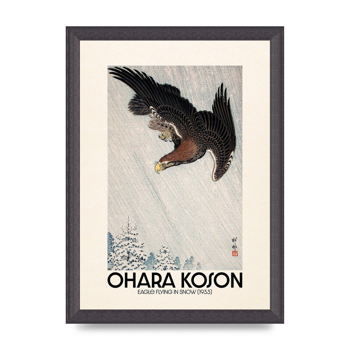 Ohara Koson Eagle Flying In Snow 1933 Art For The Home - A4 framed