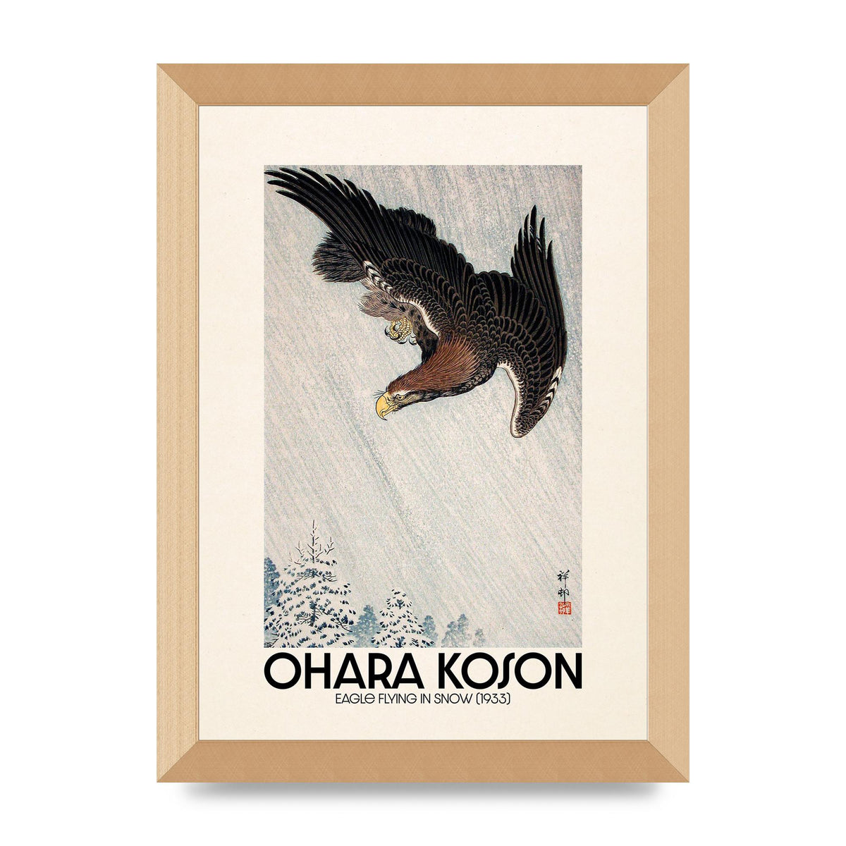 Ohara Koson Eagle Flying In Snow 1933 Art For The Home - A4 framed