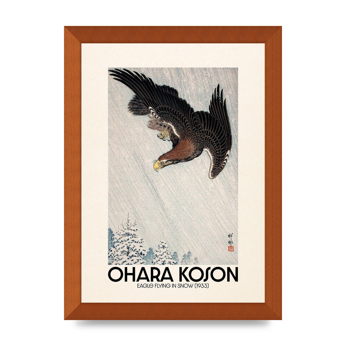 Ohara Koson Eagle Flying In Snow 1933 Art For The Home - A4 framed