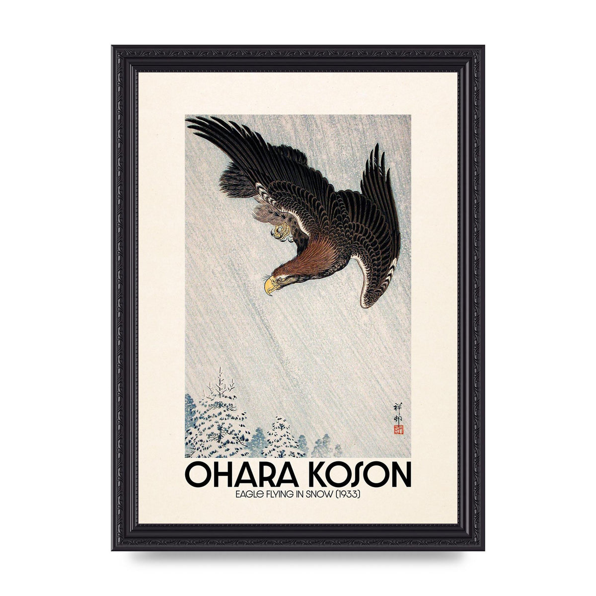 Ohara Koson Eagle Flying In Snow 1933 Art For The Home - A4 framed