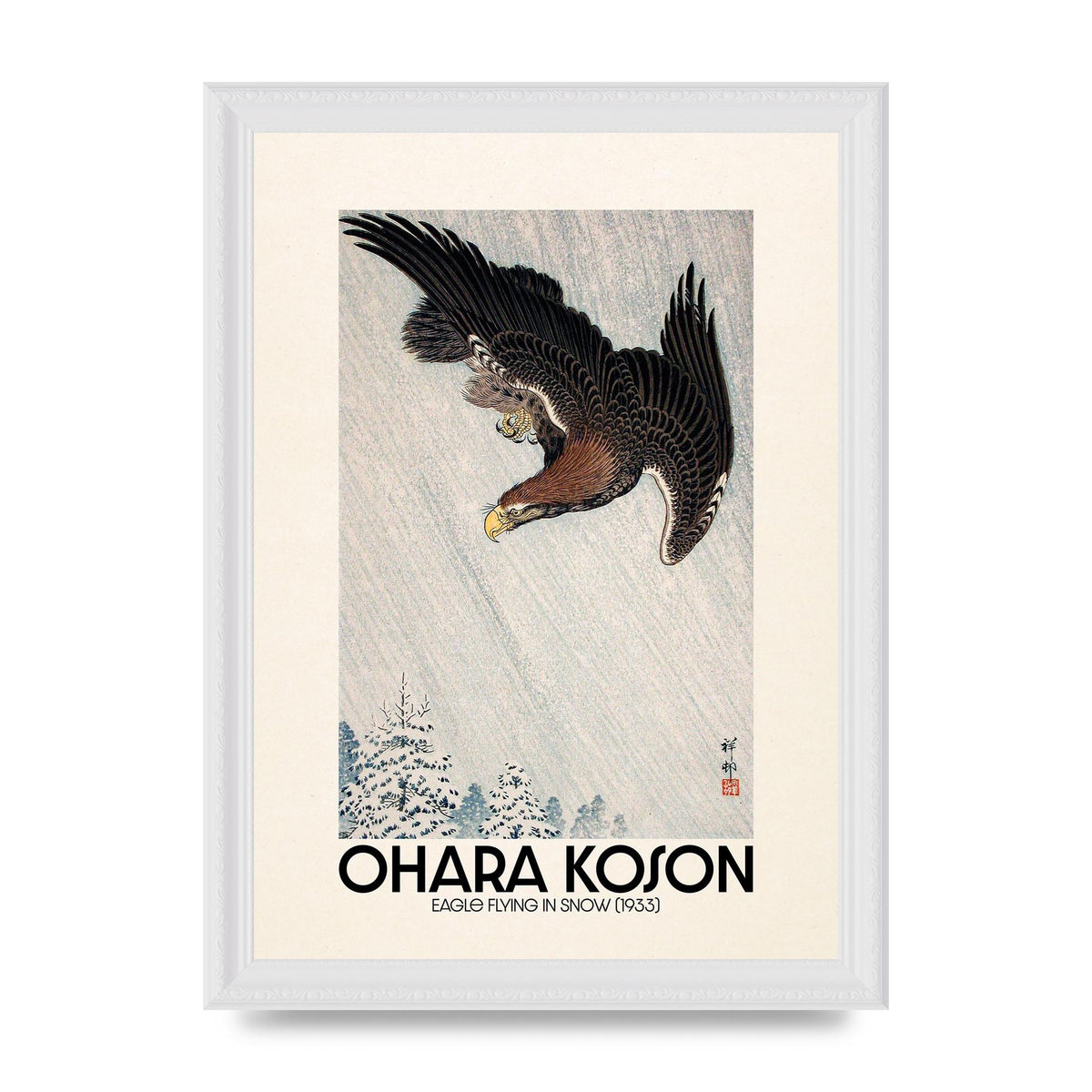Ohara Koson Eagle Flying In Snow 1933 Art For The Home - A4 framed