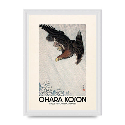 Ohara Koson Eagle Flying In Snow 1933 Art For The Home - A4 framed