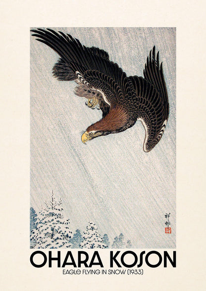Ohara Koson Eagle Flying In Snow 1933 Art For The Home - detail