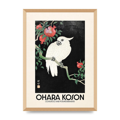 Ohara Koson Cockatoo Pomegranate Printed Poster - A2 framed