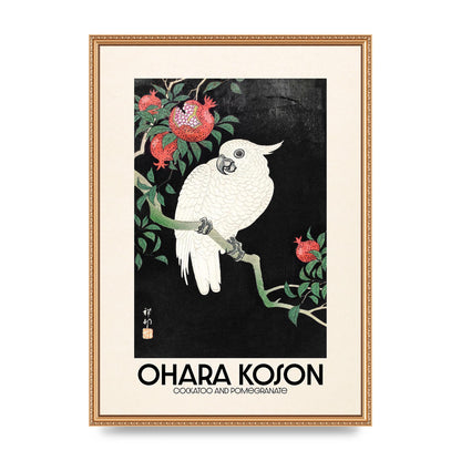 Ohara Koson Cockatoo Pomegranate Printed Poster - A2 framed