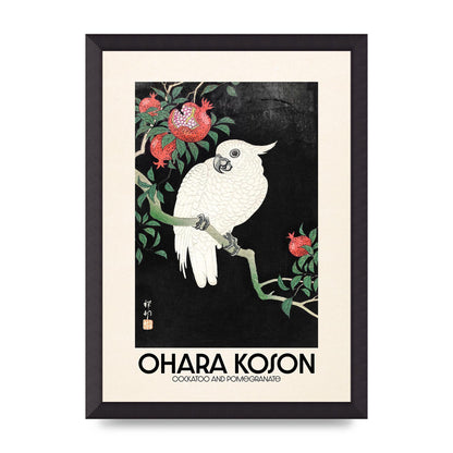 Ohara Koson Cockatoo Pomegranate Printed Poster - A3 framed