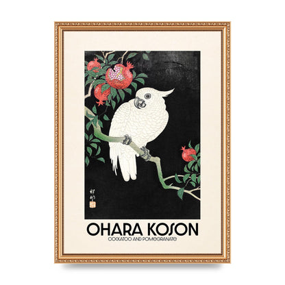 Ohara Koson Cockatoo Pomegranate Printed Poster - A3 framed