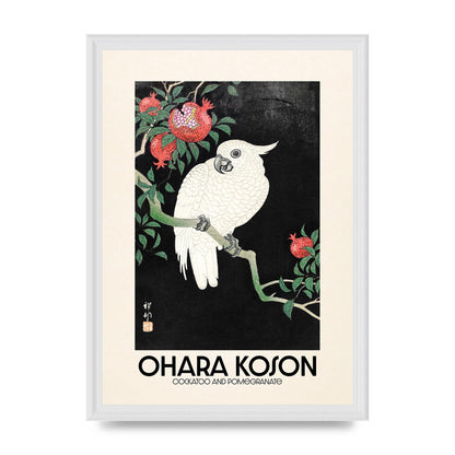 Ohara Koson Cockatoo Pomegranate Printed Poster - A3 framed