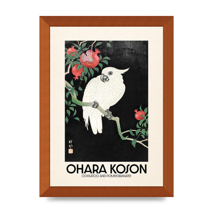 Ohara Koson Cockatoo Pomegranate Printed Poster - A4 framed