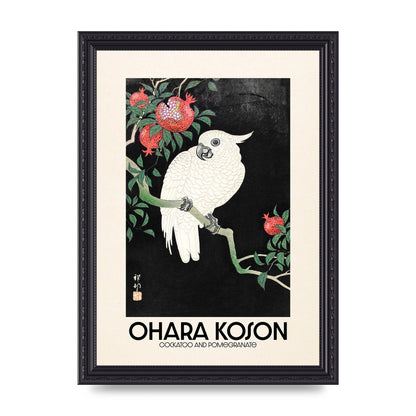 Ohara Koson Cockatoo Pomegranate Printed Poster - A4 framed