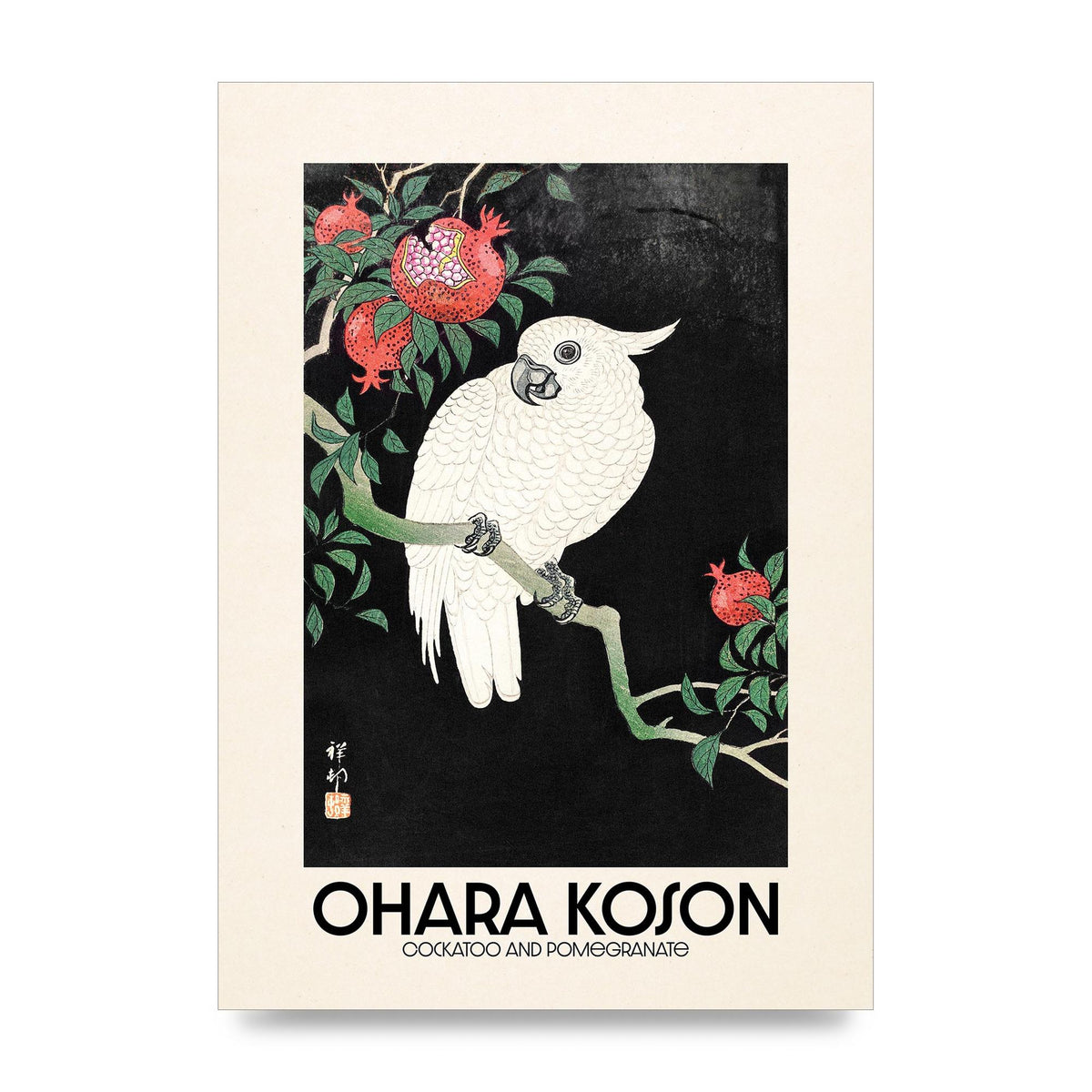 Ohara Koson Cockatoo Pomegranate Printed Poster - unframed print