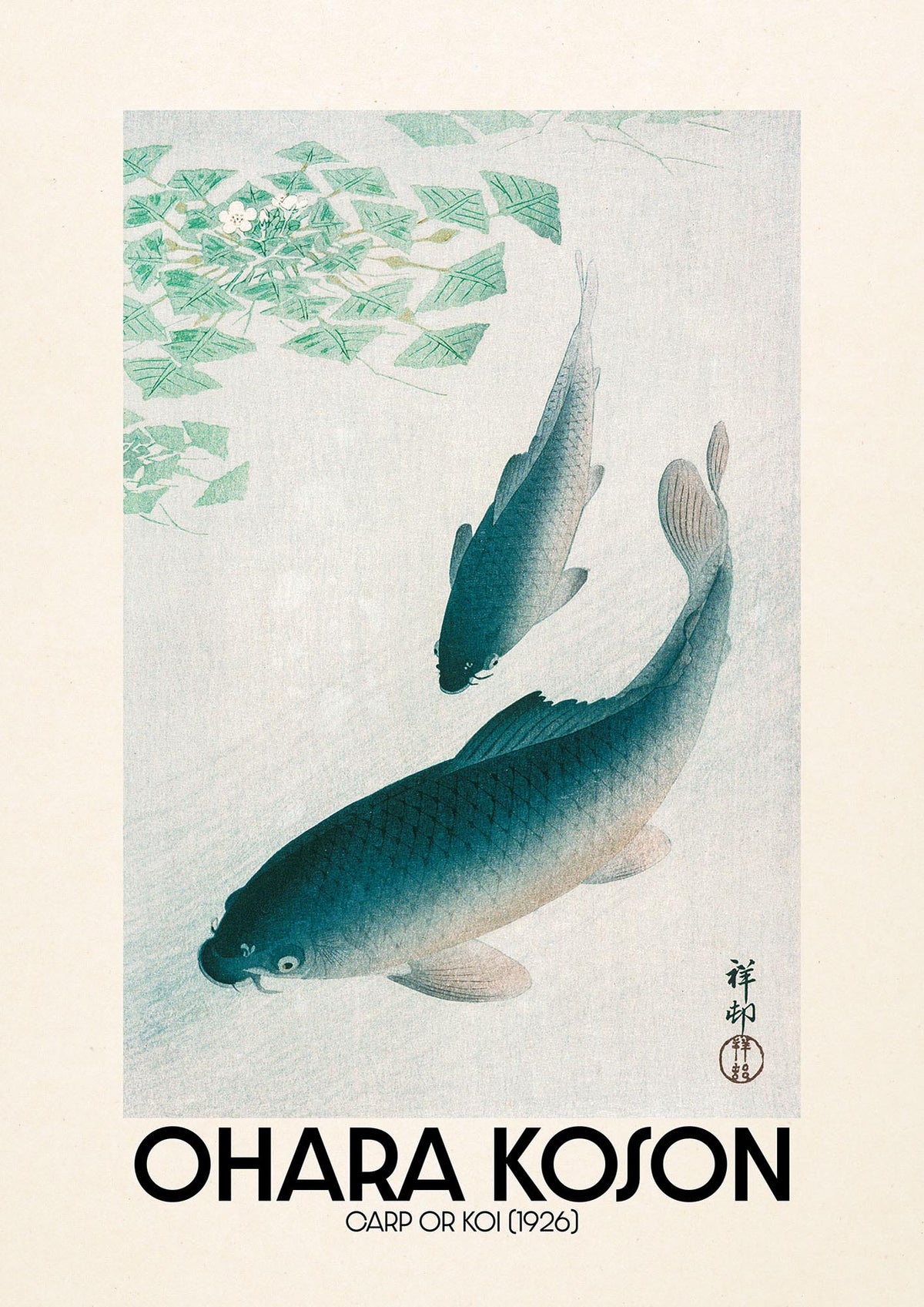 Ohara Koson Carp Or Koi 1926 Wall Art - detail
