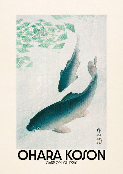 Ohara Koson Carp Or Koi 1926 Wall Art - detail