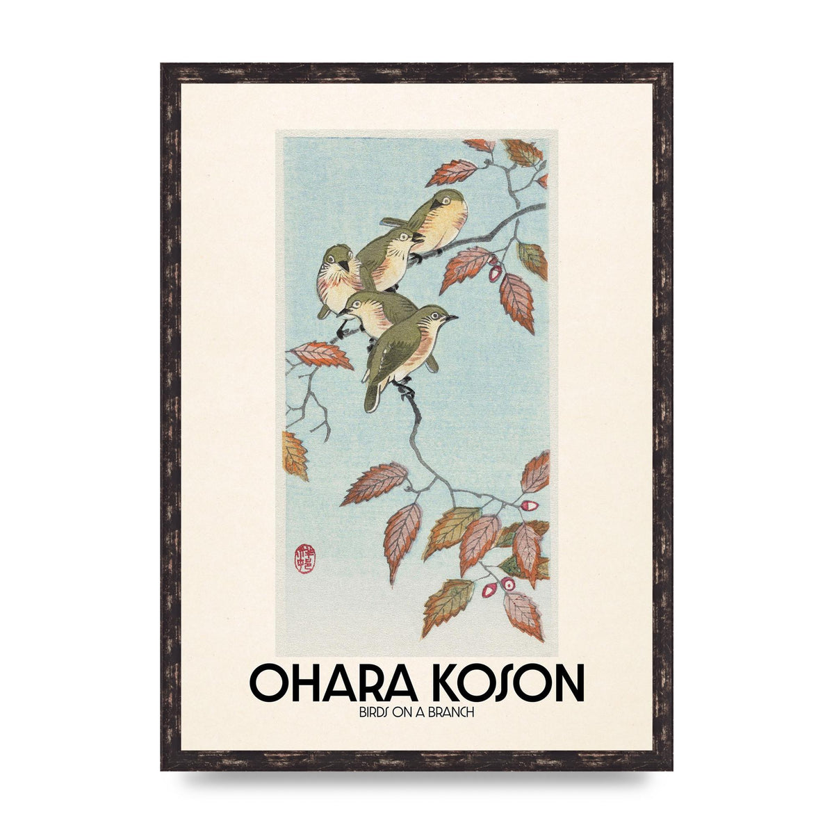 Ohara Koson Birds On A Branch Printed Poster - A2 framed
