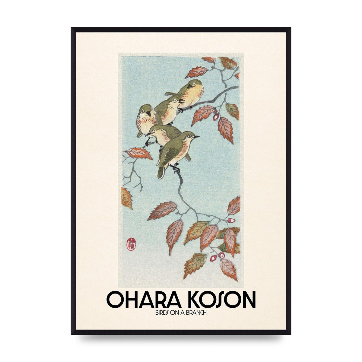 Ohara Koson Birds On A Branch Printed Poster - A2 framed