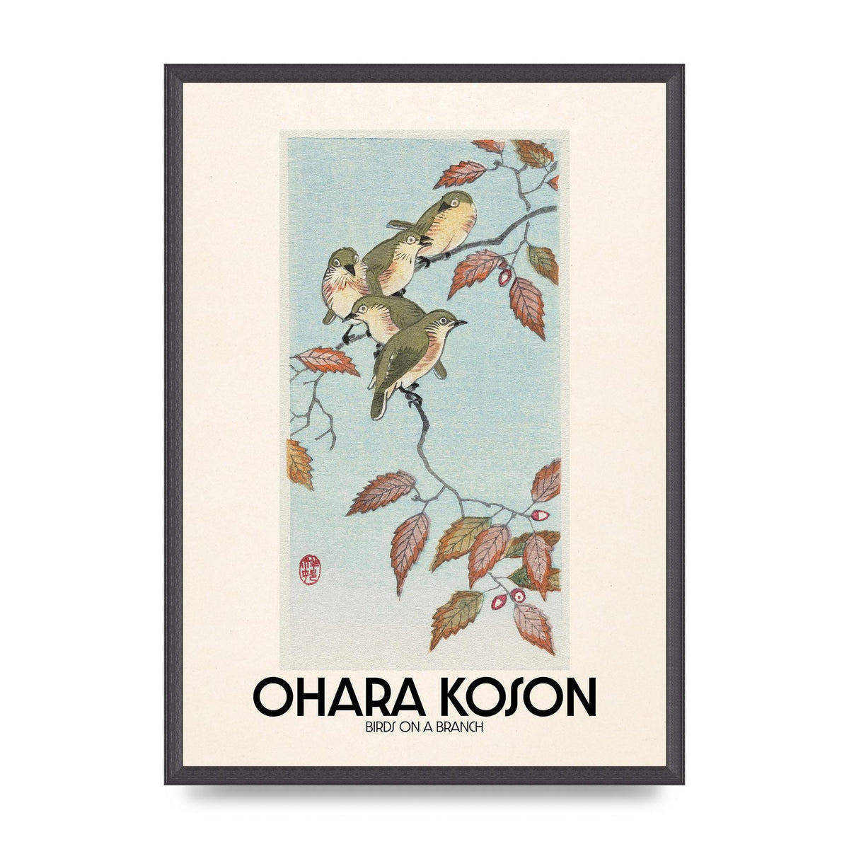 Ohara Koson Birds On A Branch Printed Poster - A2 framed