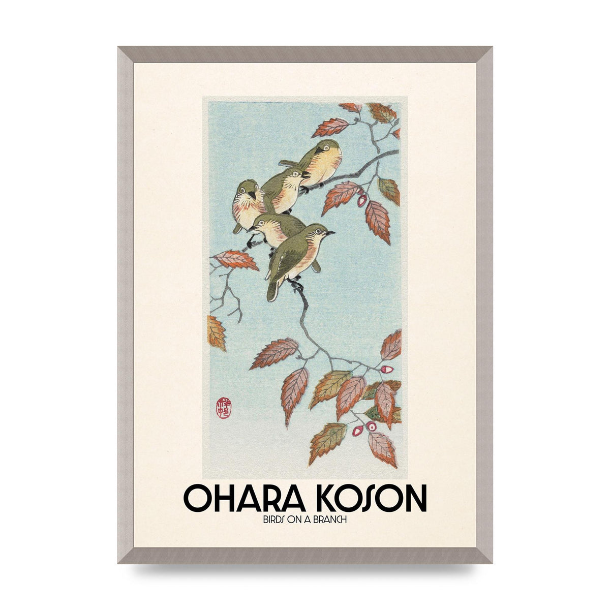Ohara Koson Birds On A Branch Printed Poster - A2 framed
