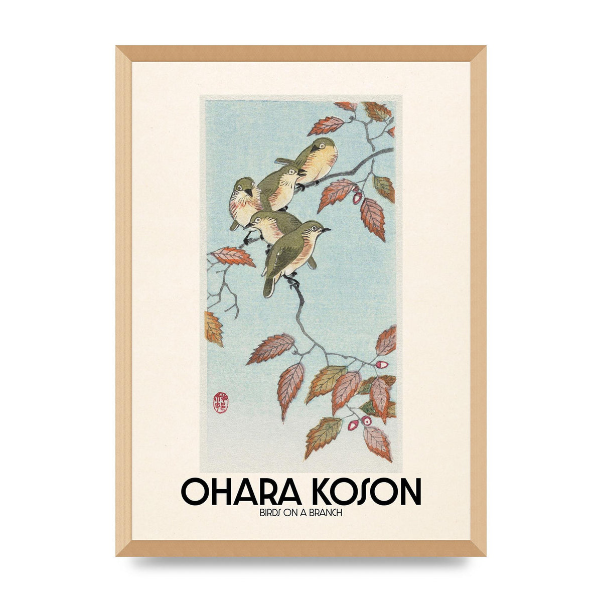 Ohara Koson Birds On A Branch Printed Poster - A2 framed