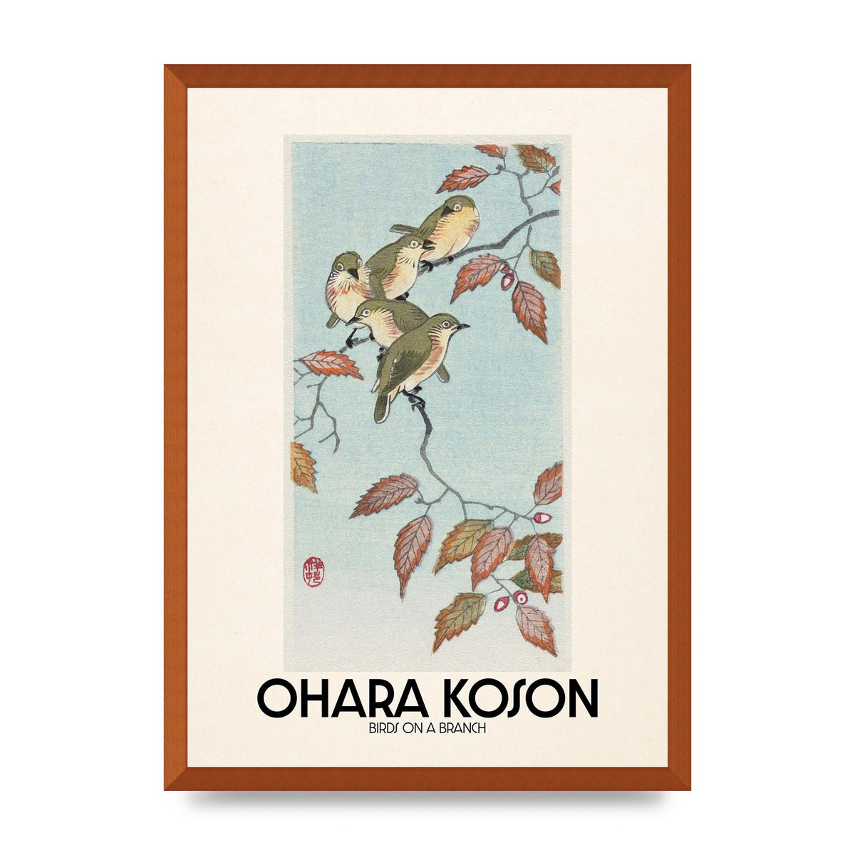 Ohara Koson Birds On A Branch Printed Poster - A2 framed