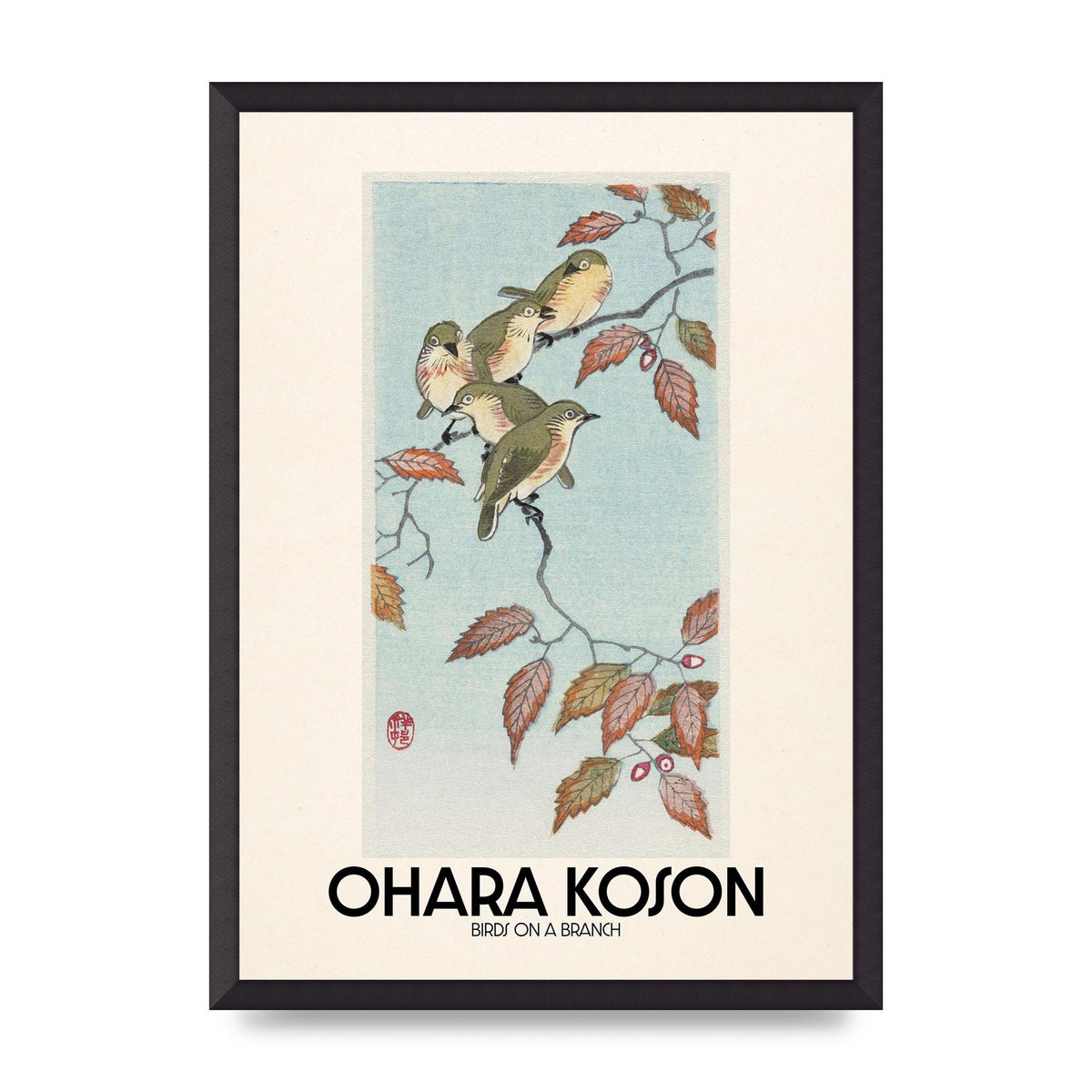 Ohara Koson Birds On A Branch Printed Poster - A2 framed