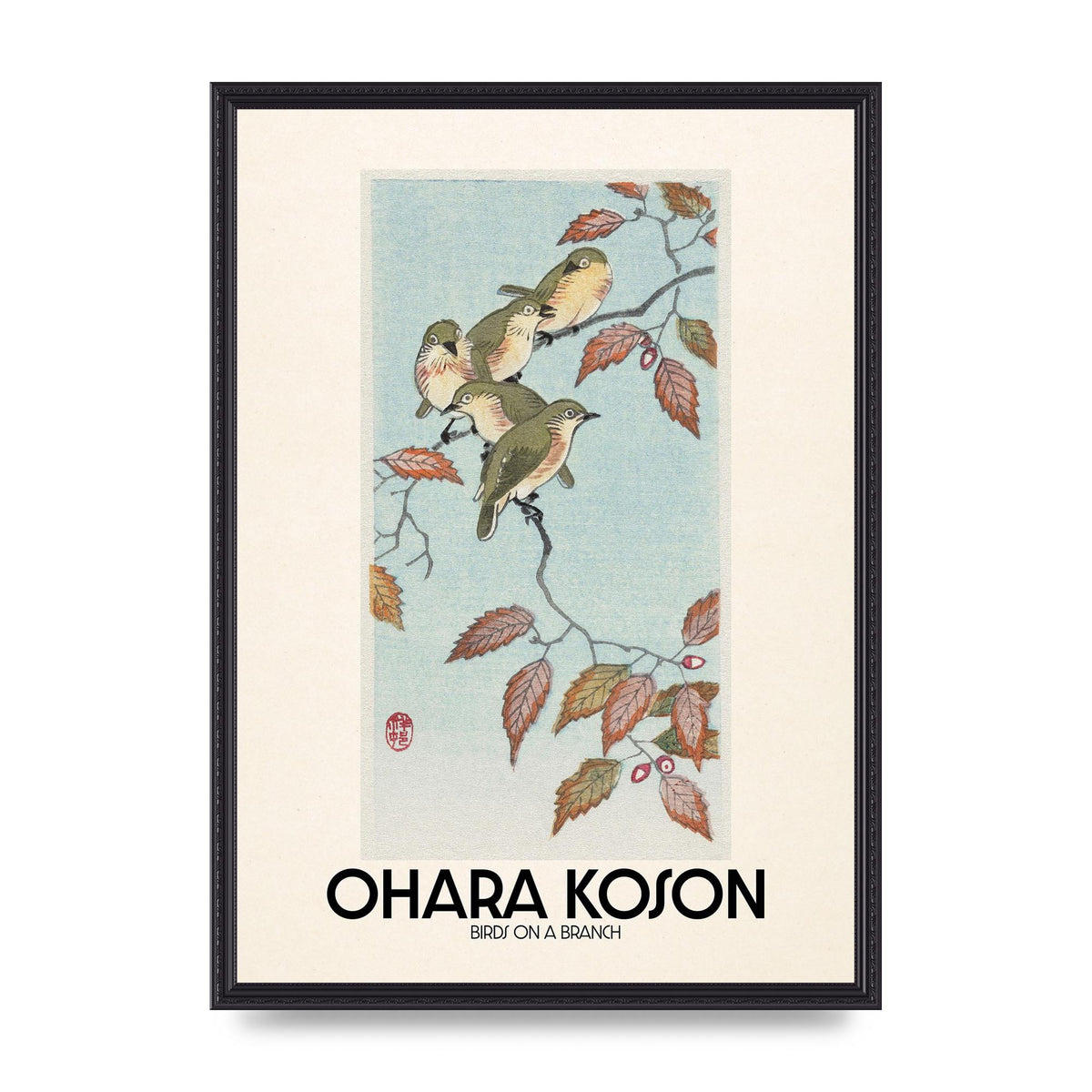 Ohara Koson Birds On A Branch Printed Poster - A2 framed