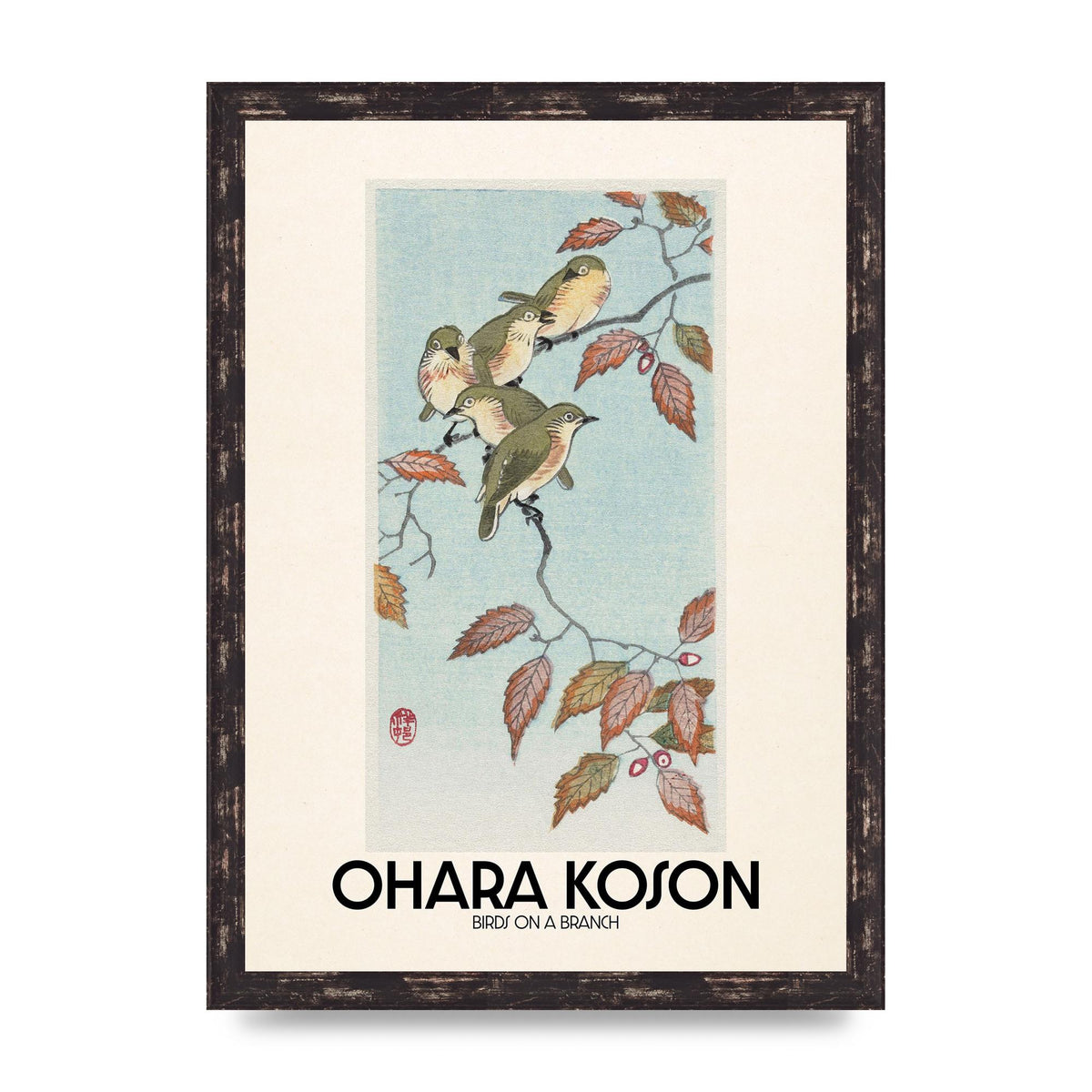 Ohara Koson Birds On A Branch Printed Poster - A3 framed