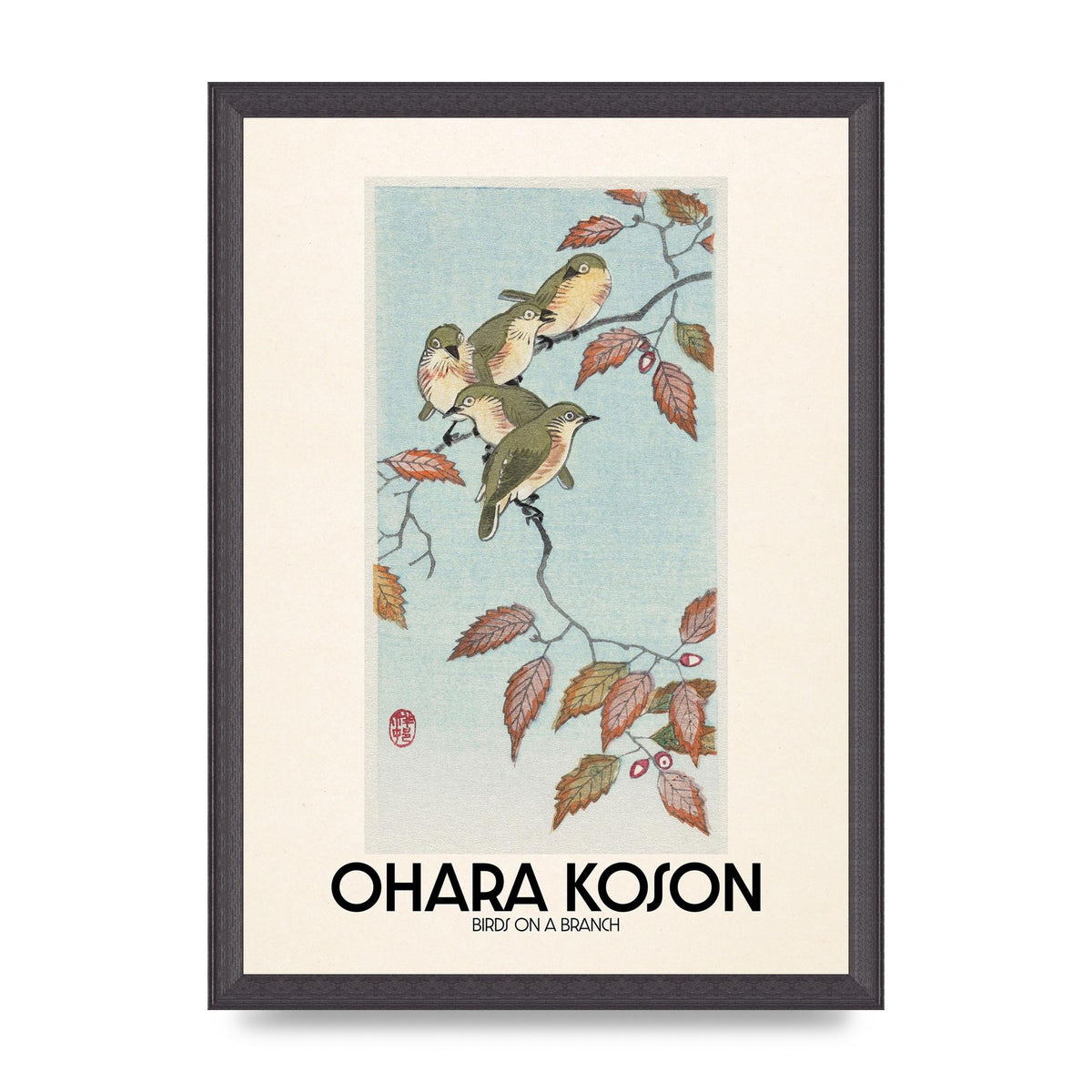 Ohara Koson Birds On A Branch Printed Poster - A3 framed