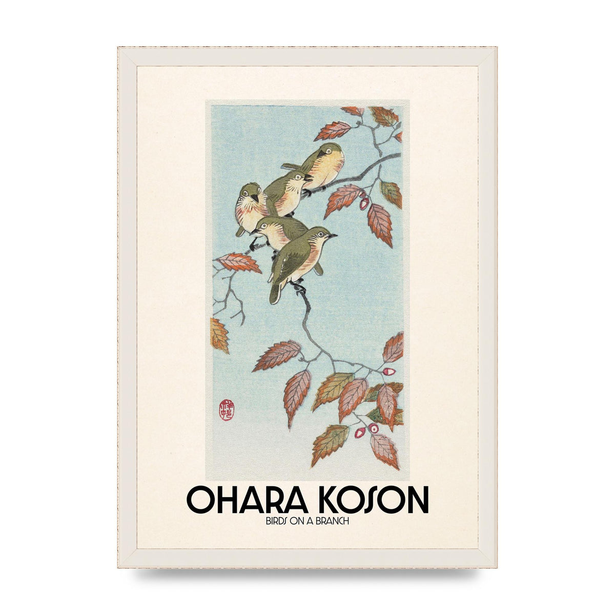 Ohara Koson Birds On A Branch Printed Poster - A3 framed