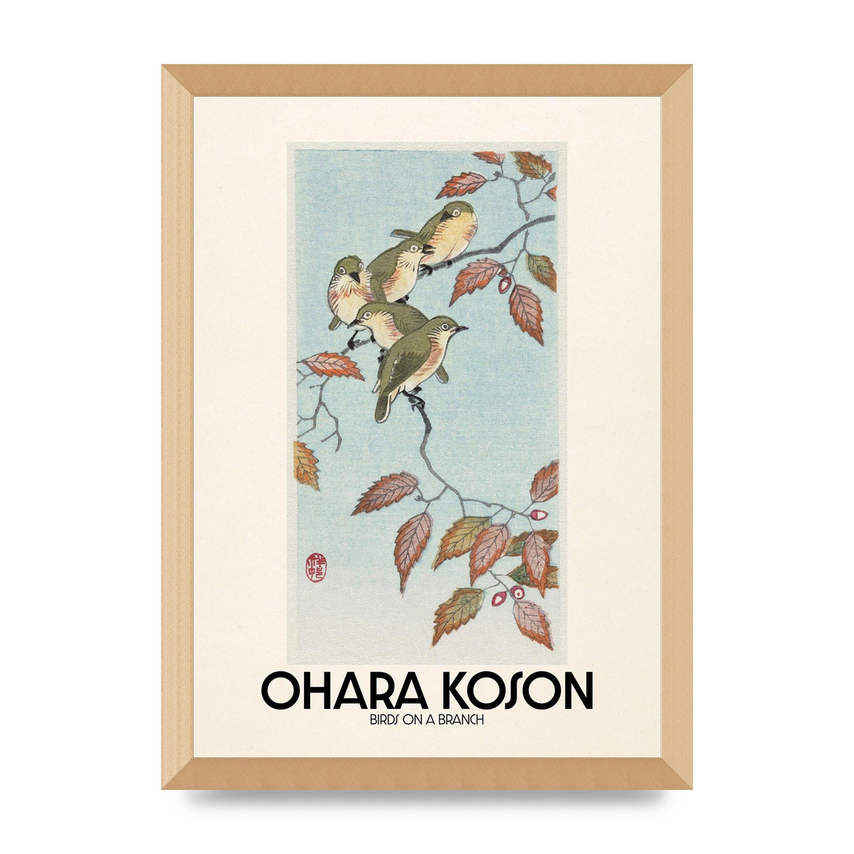 Ohara Koson Birds On A Branch Printed Poster - A3 framed
