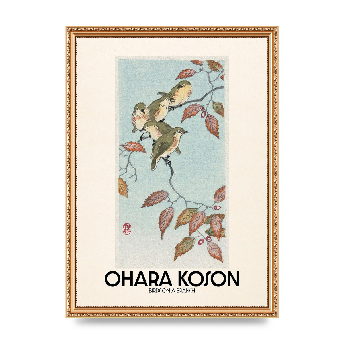 Ohara Koson Birds On A Branch Printed Poster - A3 framed