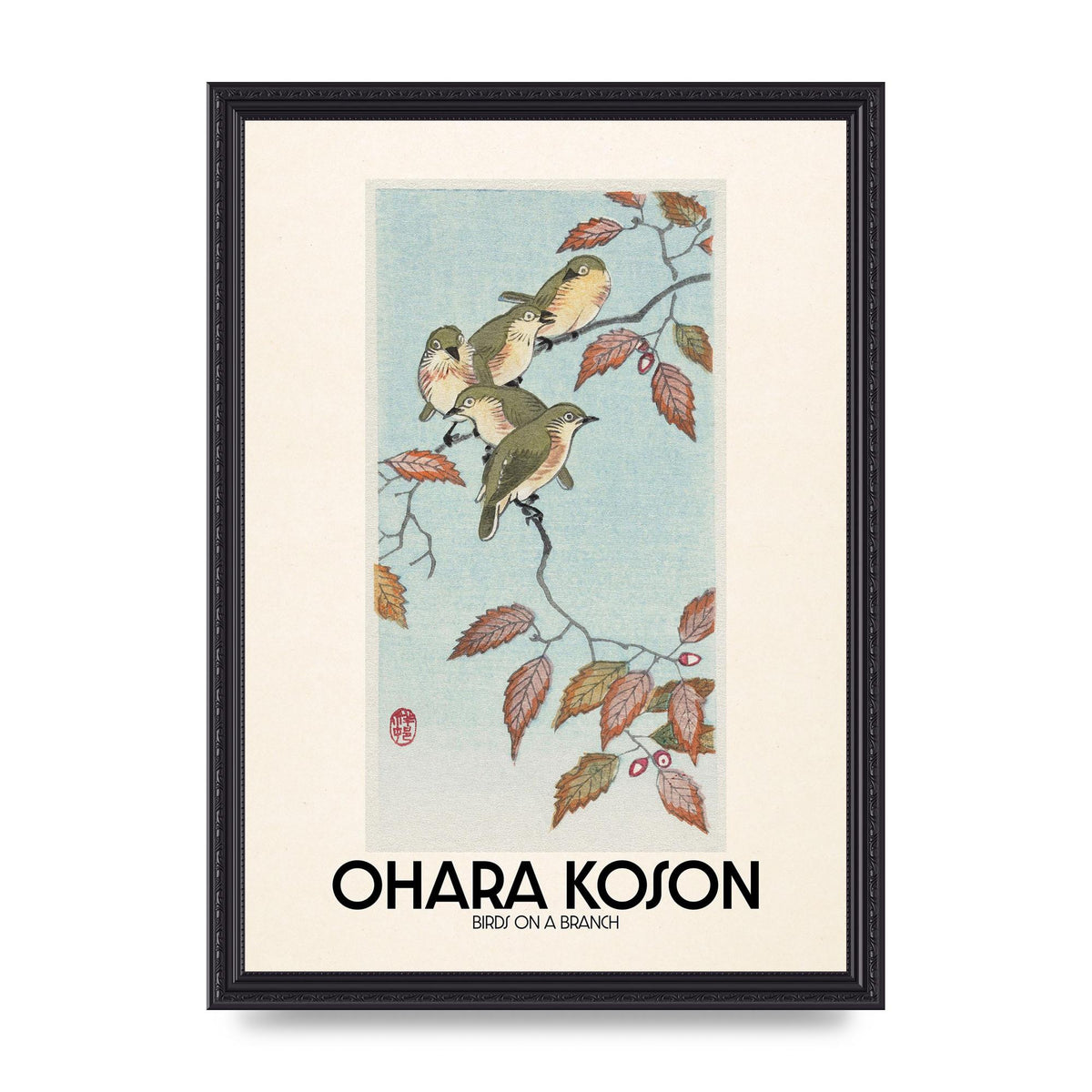 Ohara Koson Birds On A Branch Printed Poster - A3 framed
