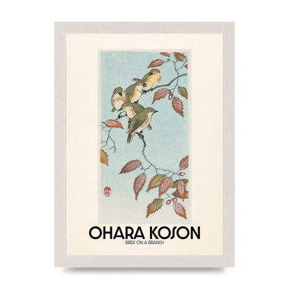 Ohara Koson Birds On A Branch Printed Poster - A4 framed