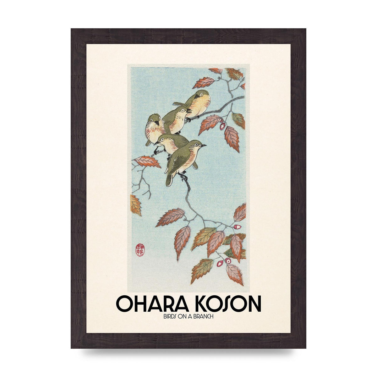 Ohara Koson Birds On A Branch Printed Poster - A4 framed