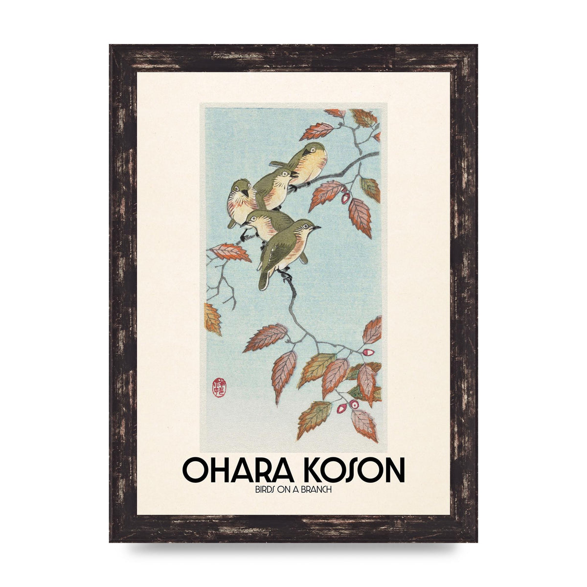 Ohara Koson Birds On A Branch Printed Poster - A4 framed