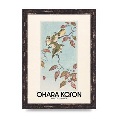 Ohara Koson Birds On A Branch Printed Poster - A4 framed