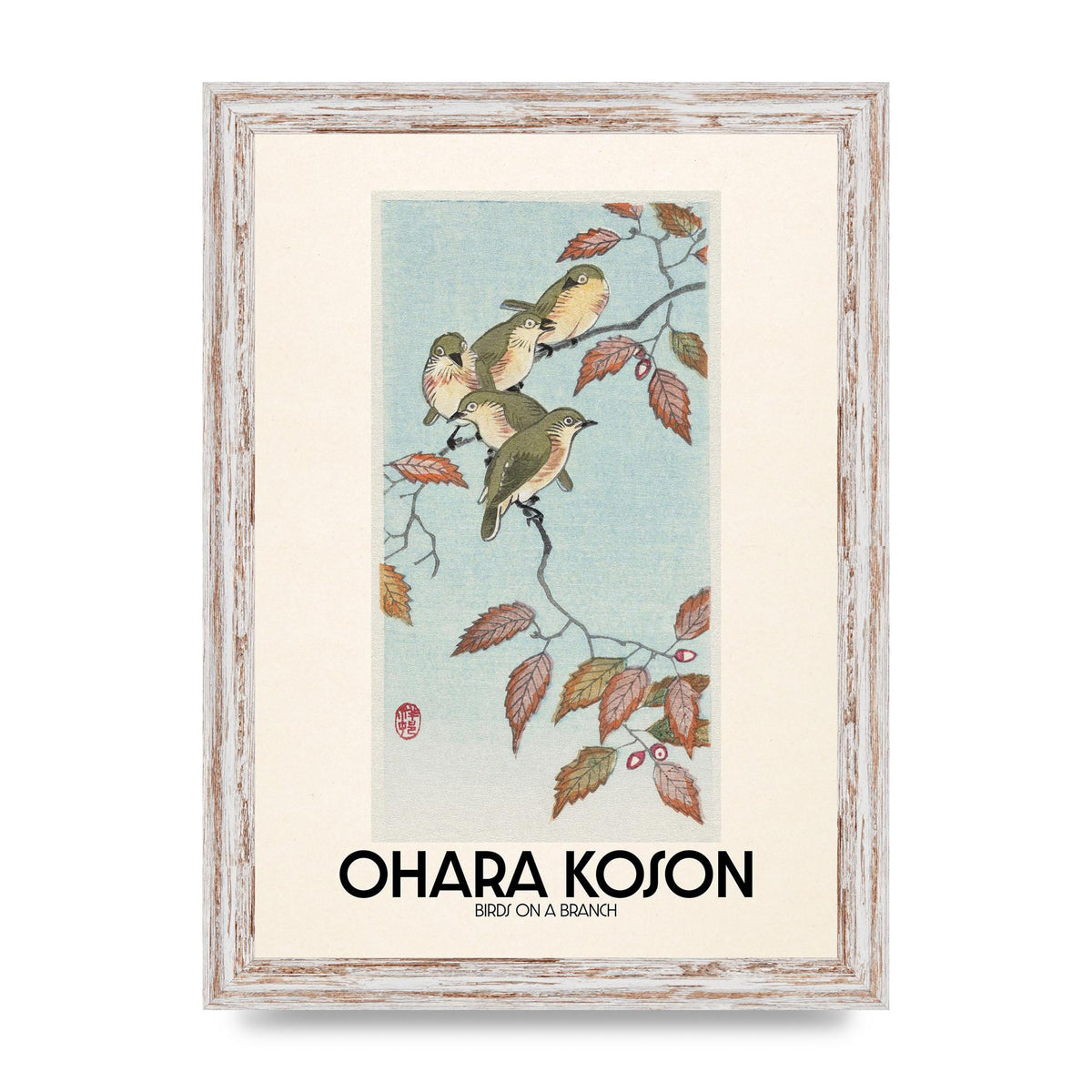 Ohara Koson Birds On A Branch Printed Poster - A4 framed