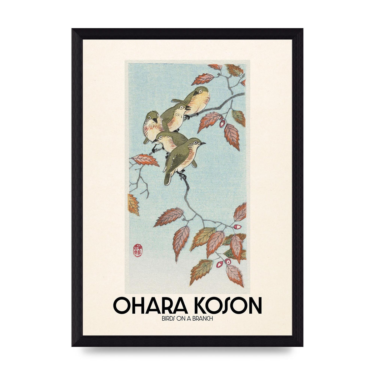 Ohara Koson Birds On A Branch Printed Poster - A4 framed