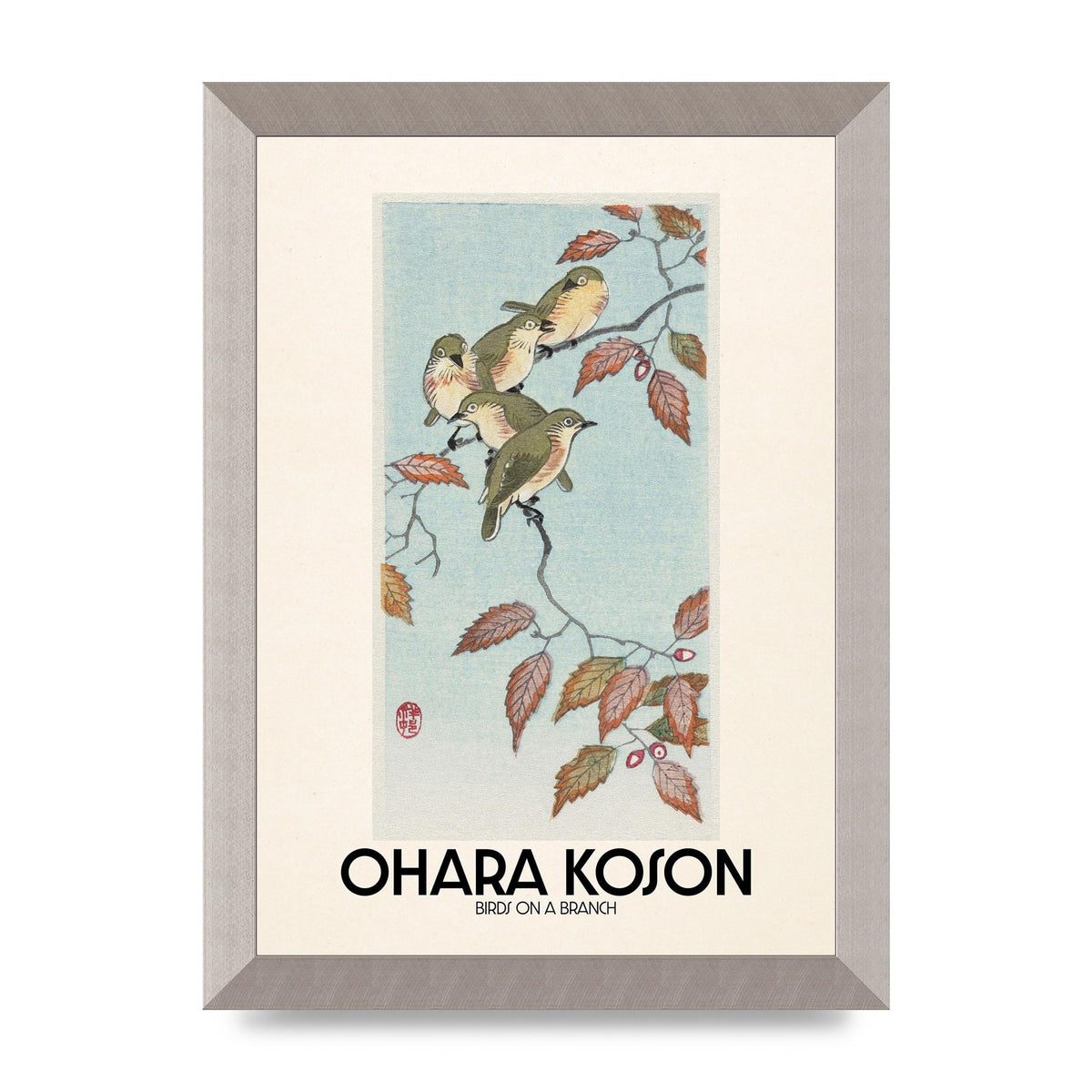 Ohara Koson Birds On A Branch Printed Poster - A4 framed