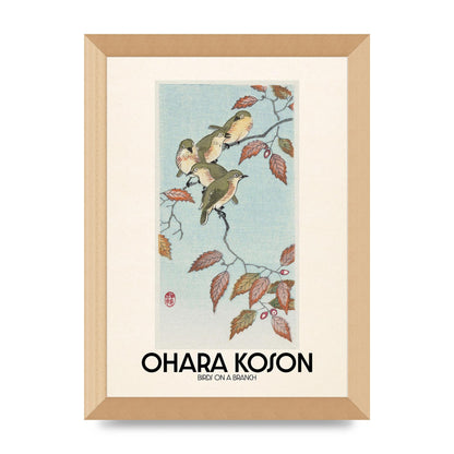 Ohara Koson Birds On A Branch Printed Poster - A4 framed