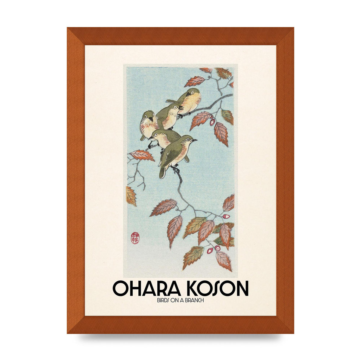 Ohara Koson Birds On A Branch Printed Poster - A4 framed