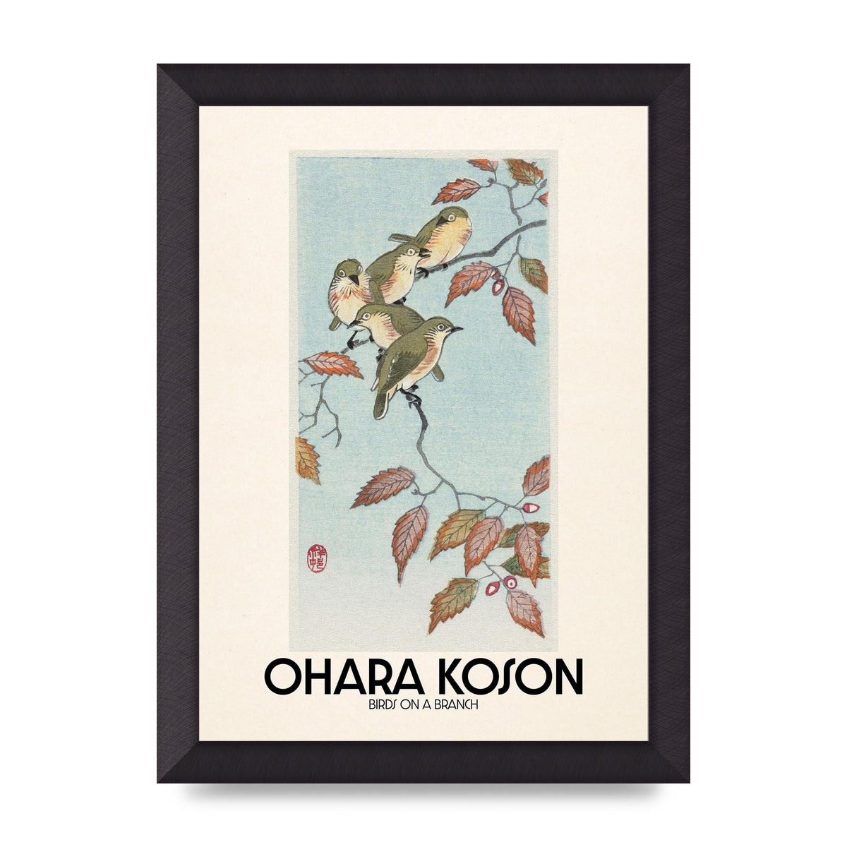 Ohara Koson Birds On A Branch Printed Poster - A4 framed