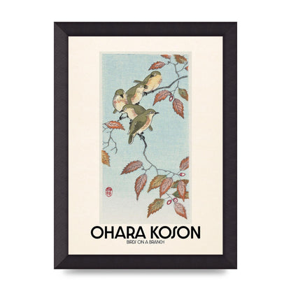 Ohara Koson Birds On A Branch Printed Poster - A4 framed