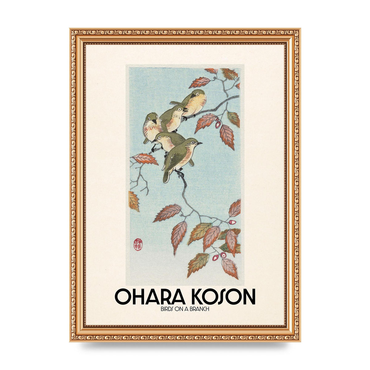 Ohara Koson Birds On A Branch Printed Poster - A4 framed